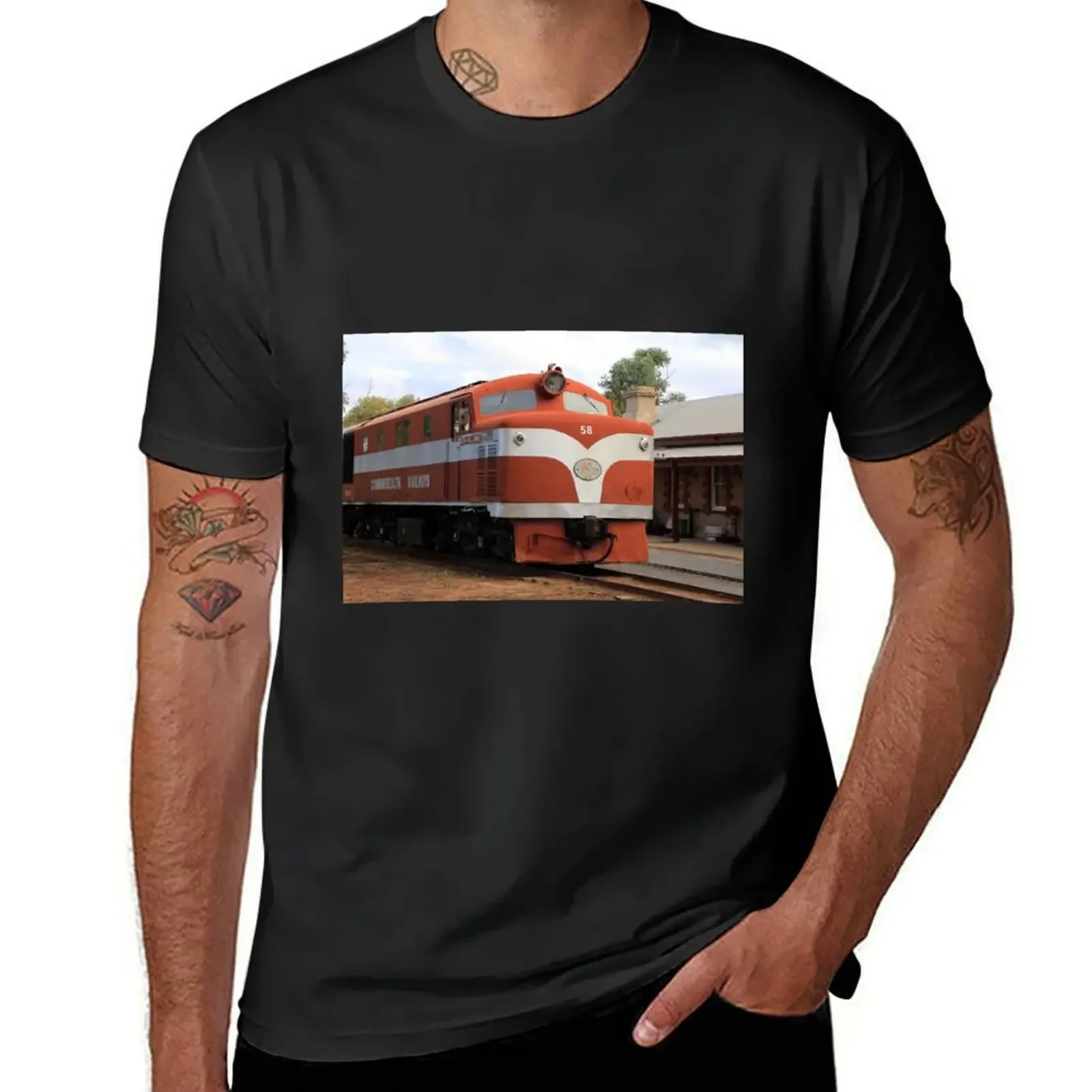 

Old Ghan Locomotive, Alice Springs, Australia T-Shirt Luxury man croswit shirt man heavy weight t shirts for men