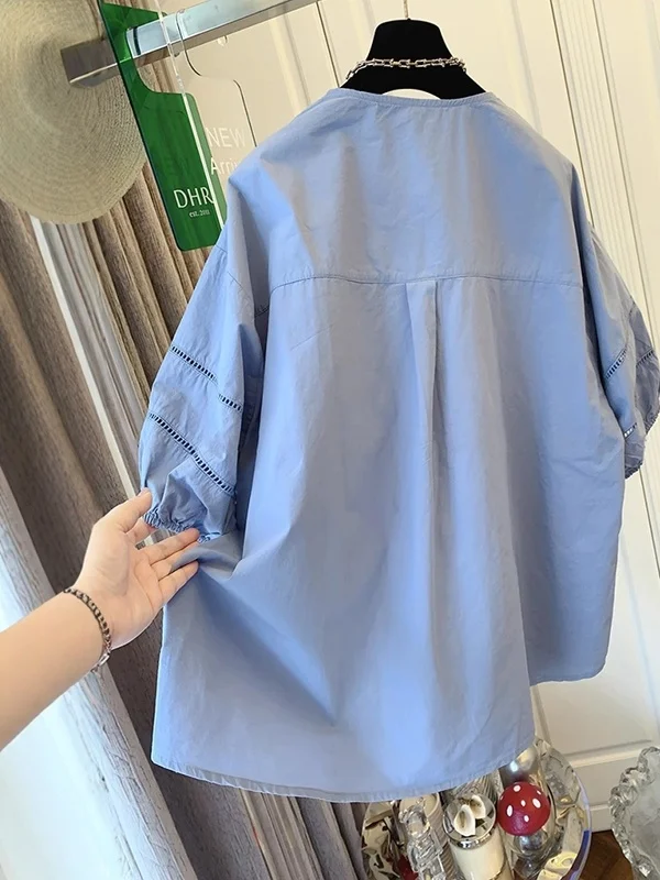 

Повседневная Sle ort Sve Bubble Sve Doll irt Женская свободная посадка irt Ele Aosphere, внутренняя одежда большого размера, летняя одежда irt