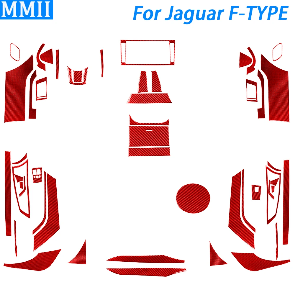 For Jaguar F-Type 2013-2024 Red Carbon Fiber Gear Shift Air Outlet Center Console Panel Set Car Interior Accessories Sticker