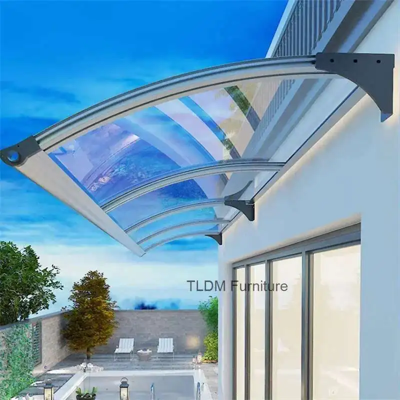 Home Outdoor Courtyard Rainproof Gazebos Aluminum Alloy Rain Awning with Sink Villa Balcony Eaves Front Door Canopy Sun Shelter view 2