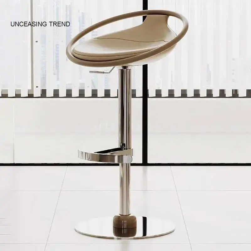 レザーレセプションバースツール、北欧の回転キッチンカウンター、ハイカウンター、アクセントデザインアイランド、高級家具