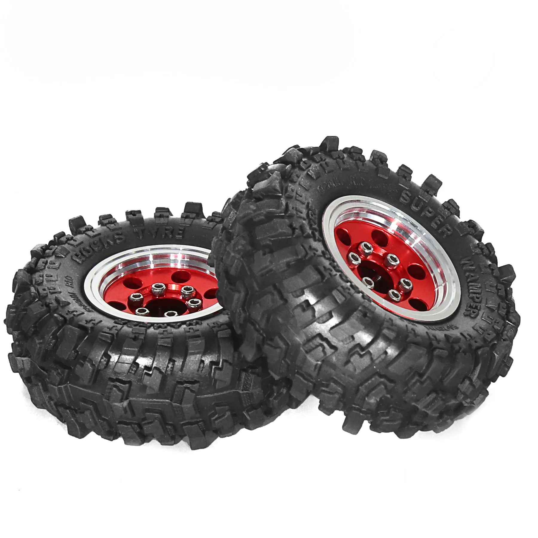 4pcs For Trax/as 1/18 Trx-4m Defender Bronco 1/24 Axial Scx24 Fms24 Beadlock Metal Wheel Rims 51mm 1.0" Tire Rubber Tires Set