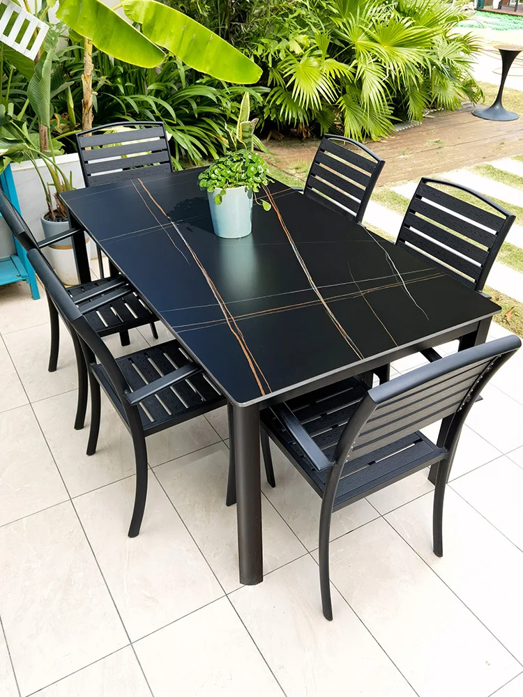 

Outdoor courtyard garden terrace leisure table and chair aluminum alloy