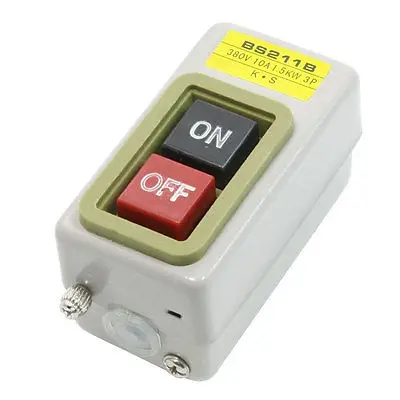 AC 380V 10A Rectangle Shell ON-OFF Self Locking 3P Push Button Switch