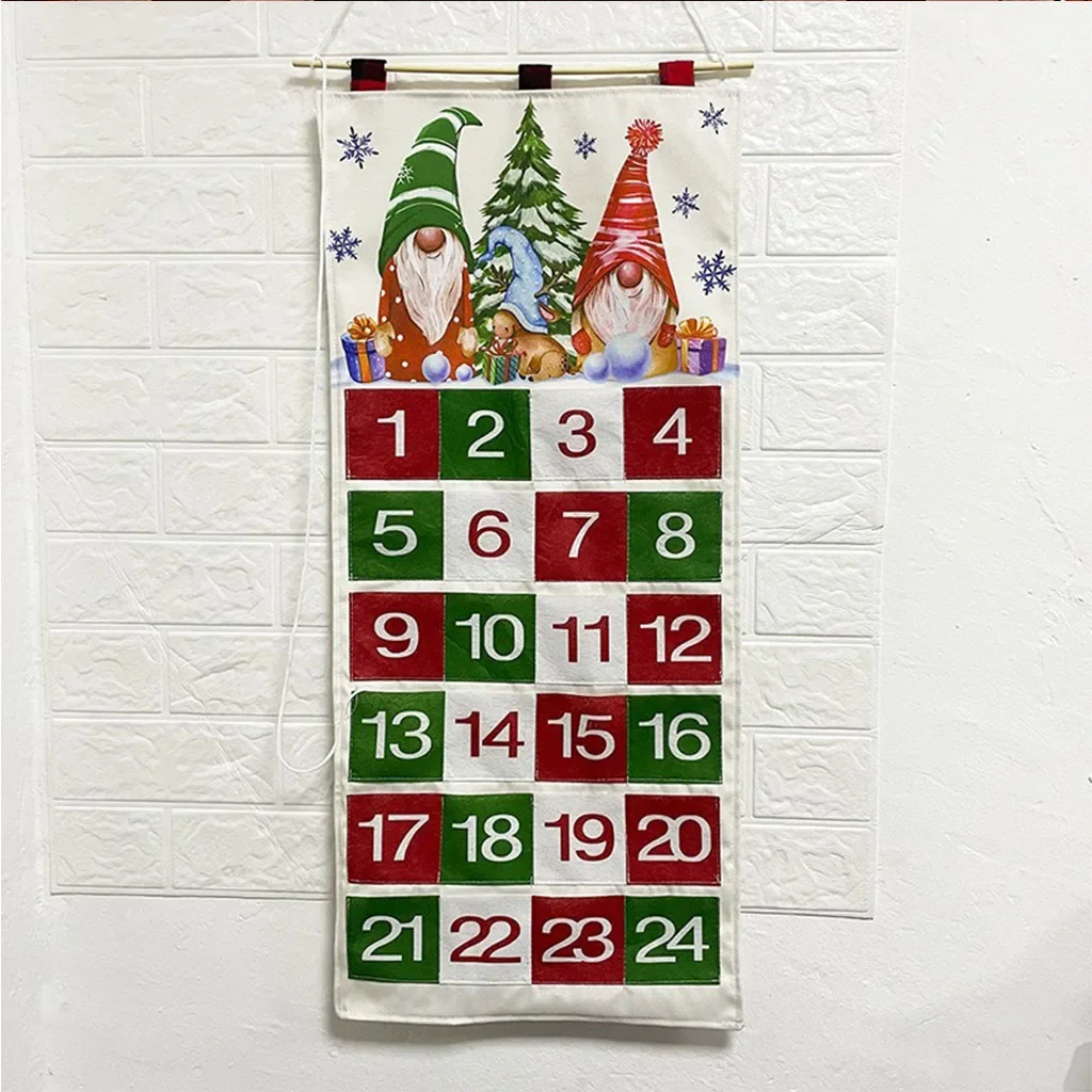 

Christmas Pendant Printed Faceless Santa Claus 24 Days Countdown Christmas Wall Calendary Merry Christmas Decor Advent Calendar