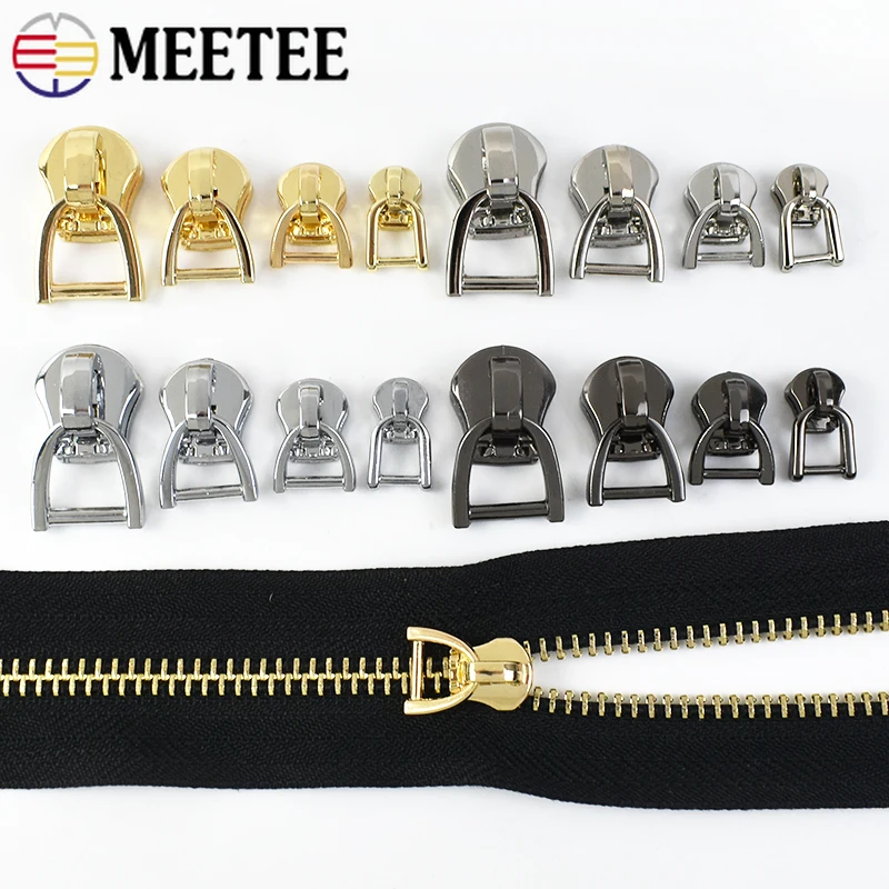5/10Pcs Meetee 3#5#8#10# D Ring Zipper Slider for Metal Zippers Bag Jacket Zips Puller Head Clothes Zip Repair Sewing Accessory