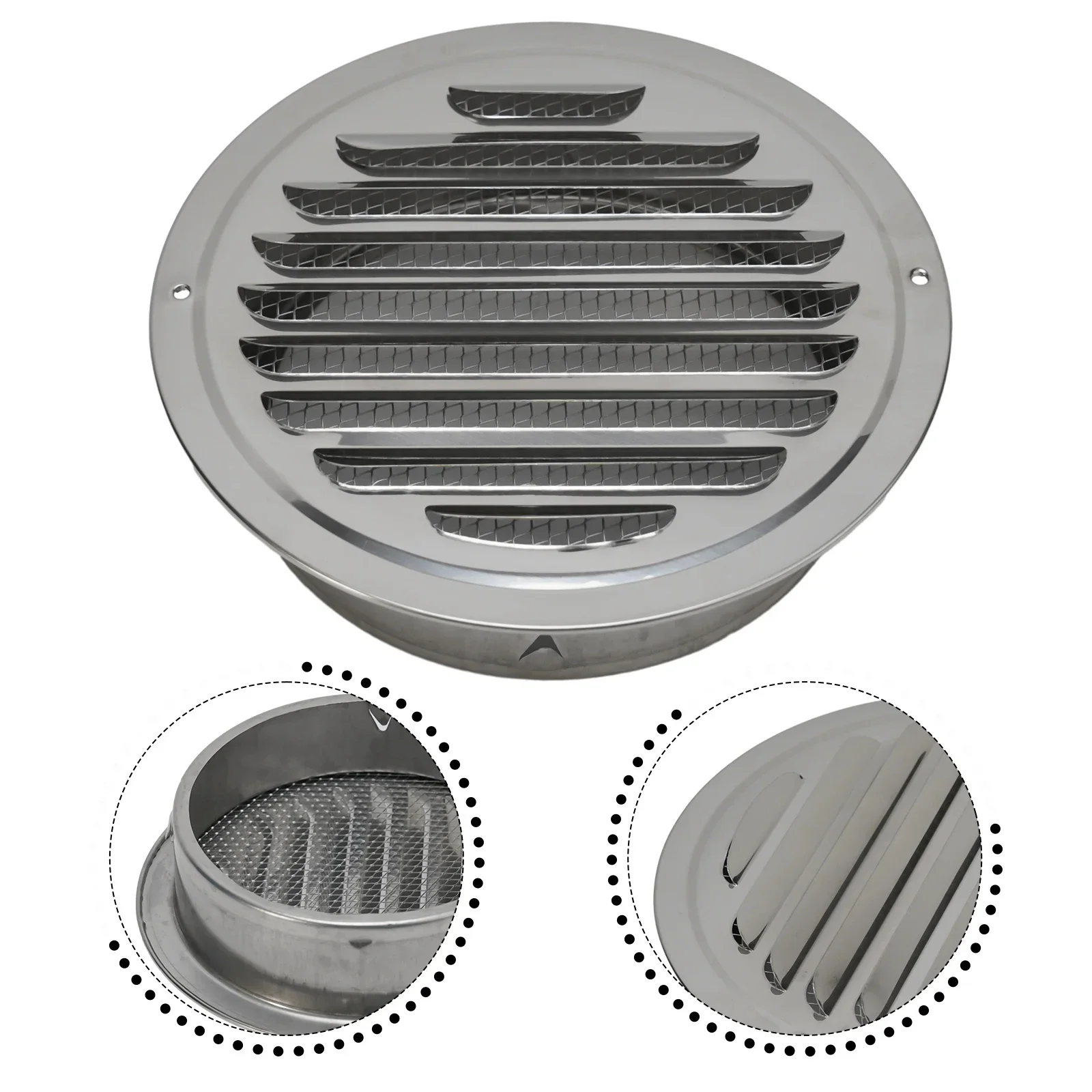 

70-300mm Round Stainless Steel Vent Grille Exterior Wall Duct Home Exterior Ventilation Tool Air Vent Grille Insect Protection