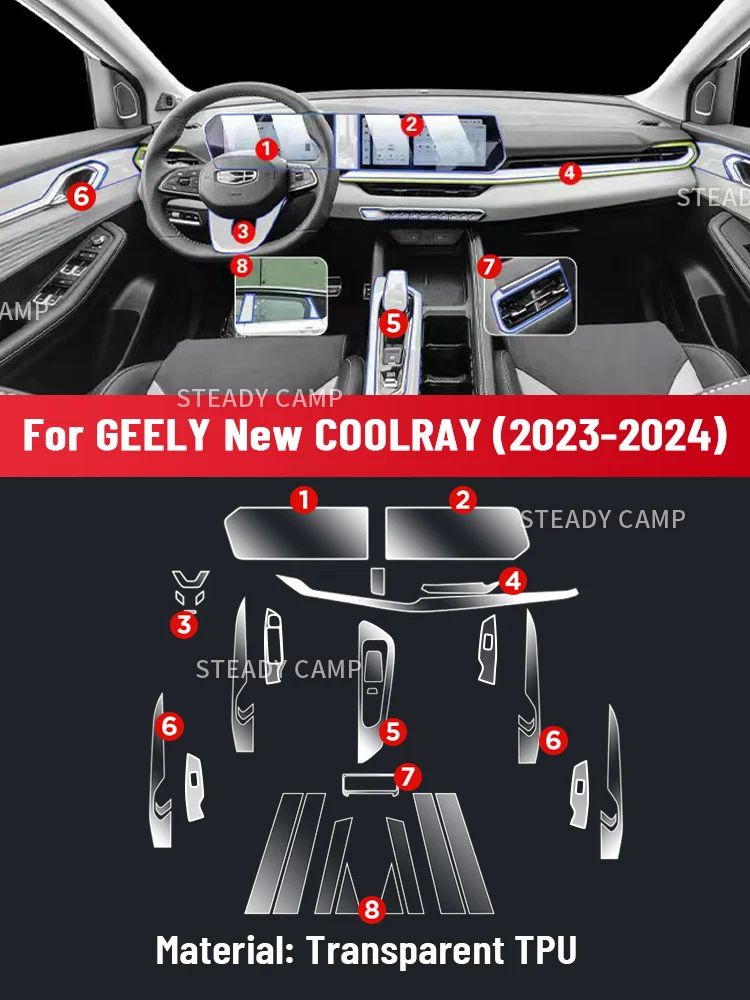 Anti-scratch Car Interior Center Console Media Dashboard Navigation TPU Protector Film For GEELY NEW COOLRAY 2023 2024