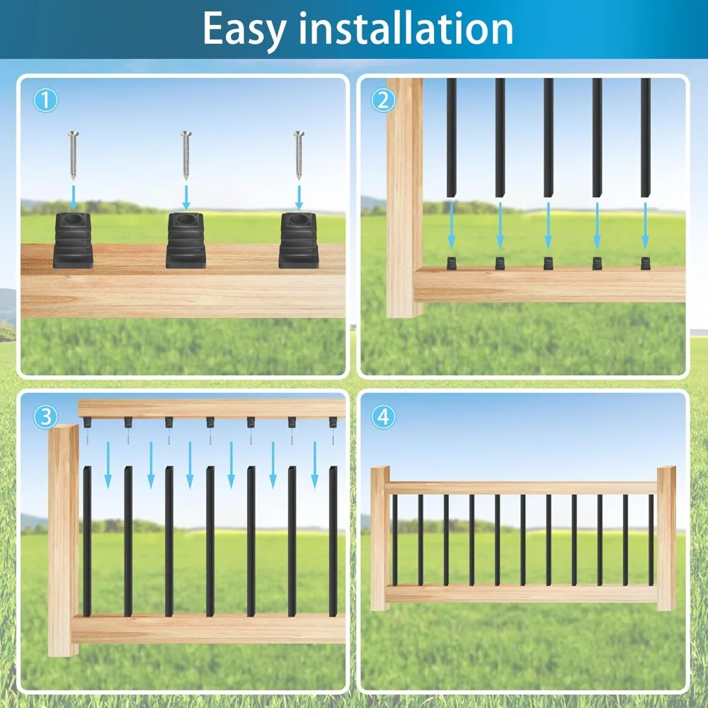 Venda quente de móveis de jardim - 25 pacotes de balústres de deck de alumínio preto de 32 "x 3/4" - eixos quadrados para decks de madeira e composto,