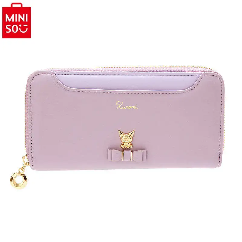 MINISO Sanrio Cartoon Hello Kitty Kuromi PU Wallet Student Portable Sweet and Cute Change Storage Bag