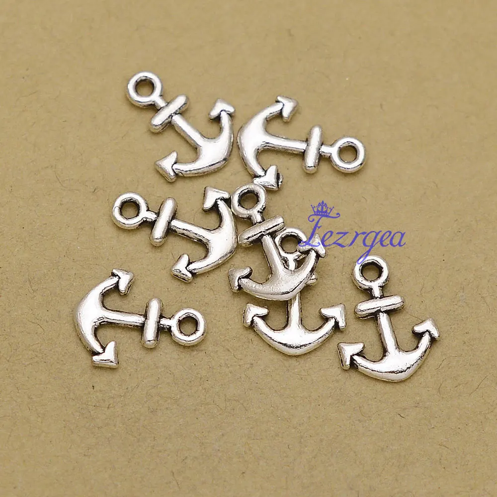 50pcs/lots Vintage Anchor Charms Rudder Pendants For Diy Jewelry Making Findings Supplies Accessories Wholesale Bulk Items