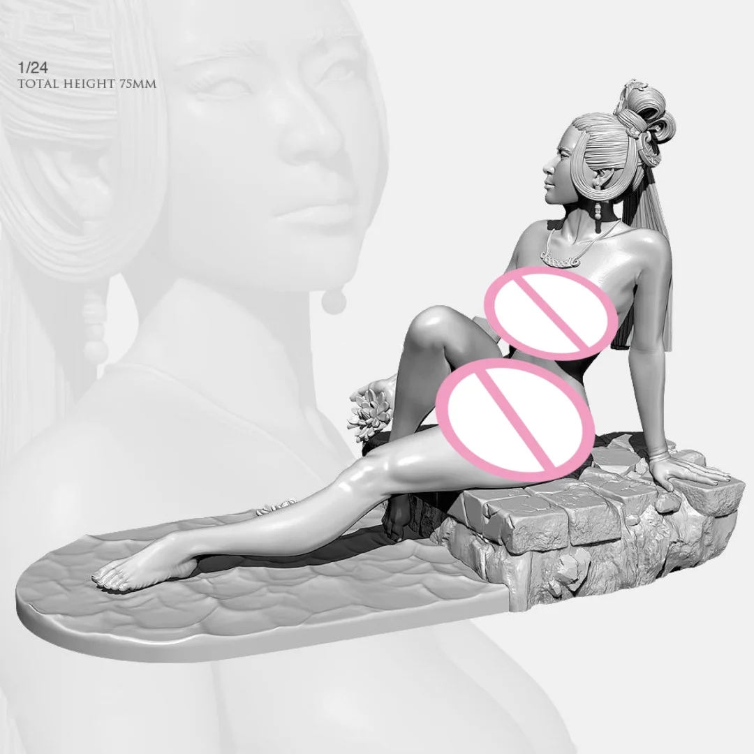 Figurka żywiczna w skali 1/24, siedząca orientalna piękność Xi Shi, NSFW, dwa wersje, zestaw do samodzielnego montażu, niezmontowany, niepomalowany, 1281