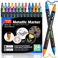 Guangna 12/24/36 Colors 6300 Dual Tip Metal Marker set, Hand-painted Color Graffiti Painting Pen, Marker Water-based Paint Brush