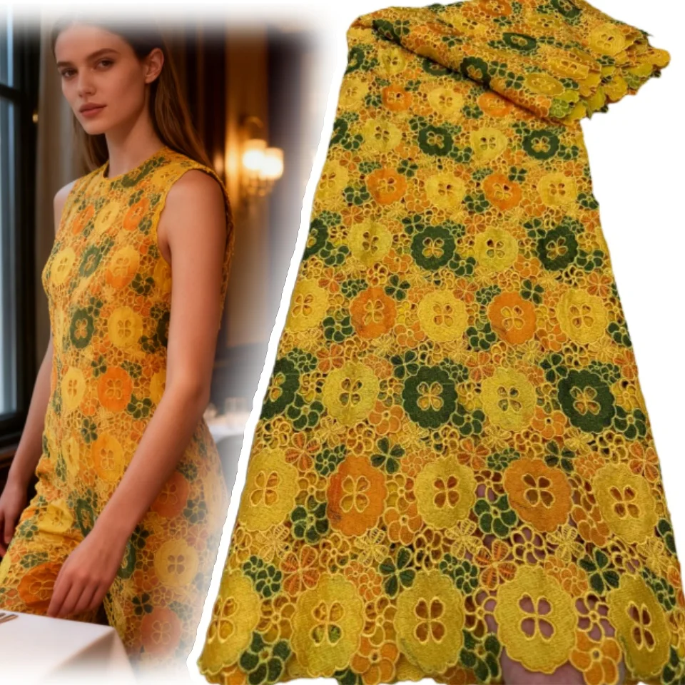 

Африканская гипюровая кружевная ткань 2025 года, горячая распродажа, нигерийский драгоценный камень, молочная шелковая кружевная ткань для женских вечерних платьев 1876