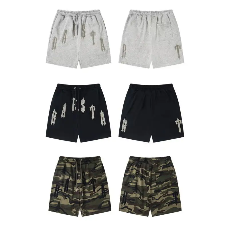 

American High Street Retro Trend Casual Summer Letter Embroidery Straight Dstring Camouflage Five-Quarter orts