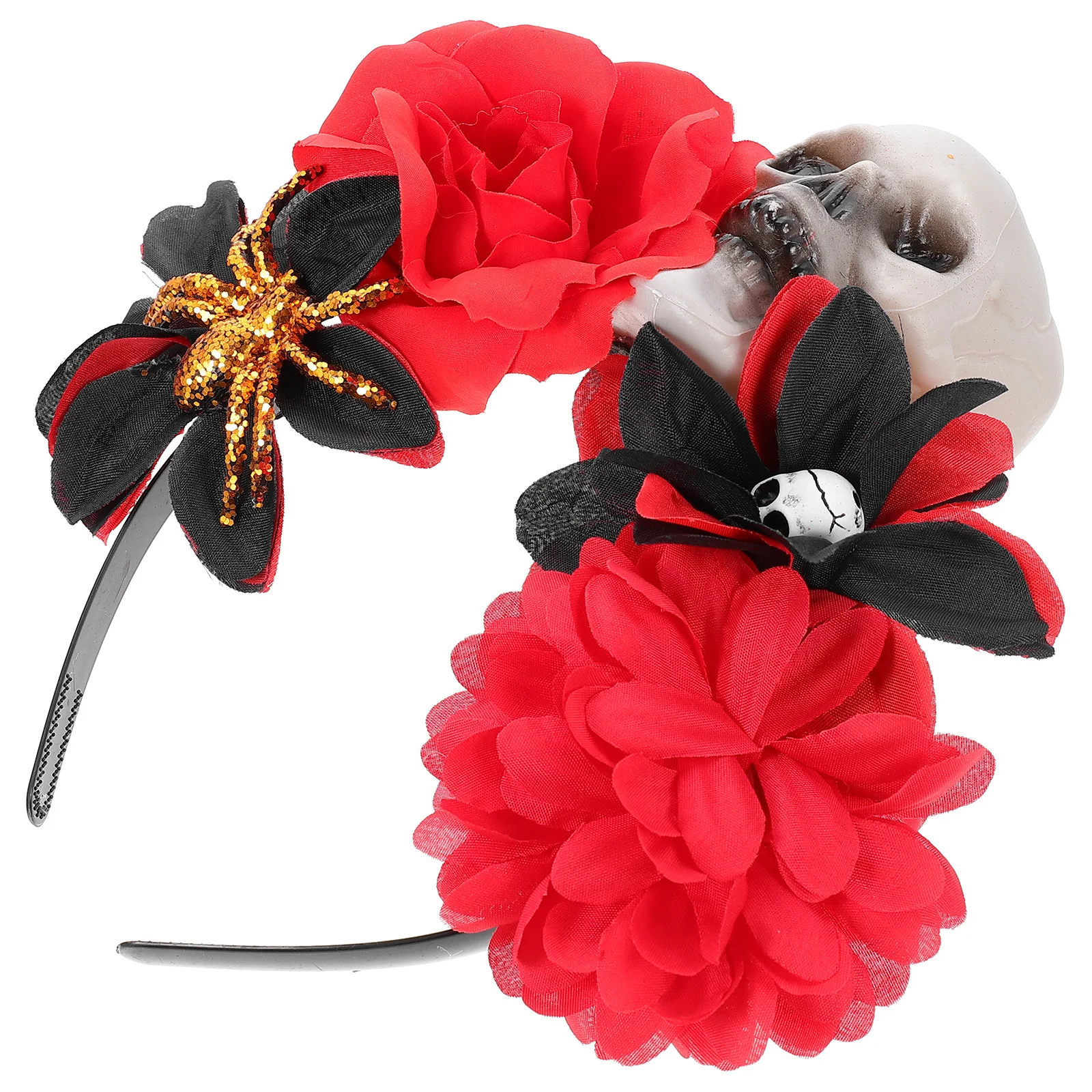 

Роза с черепом, тканевый головной убор на Хэллоуин, праздничная повязка для волос, легкие вечерние повязки на голову, аксессуары для фотосъемки