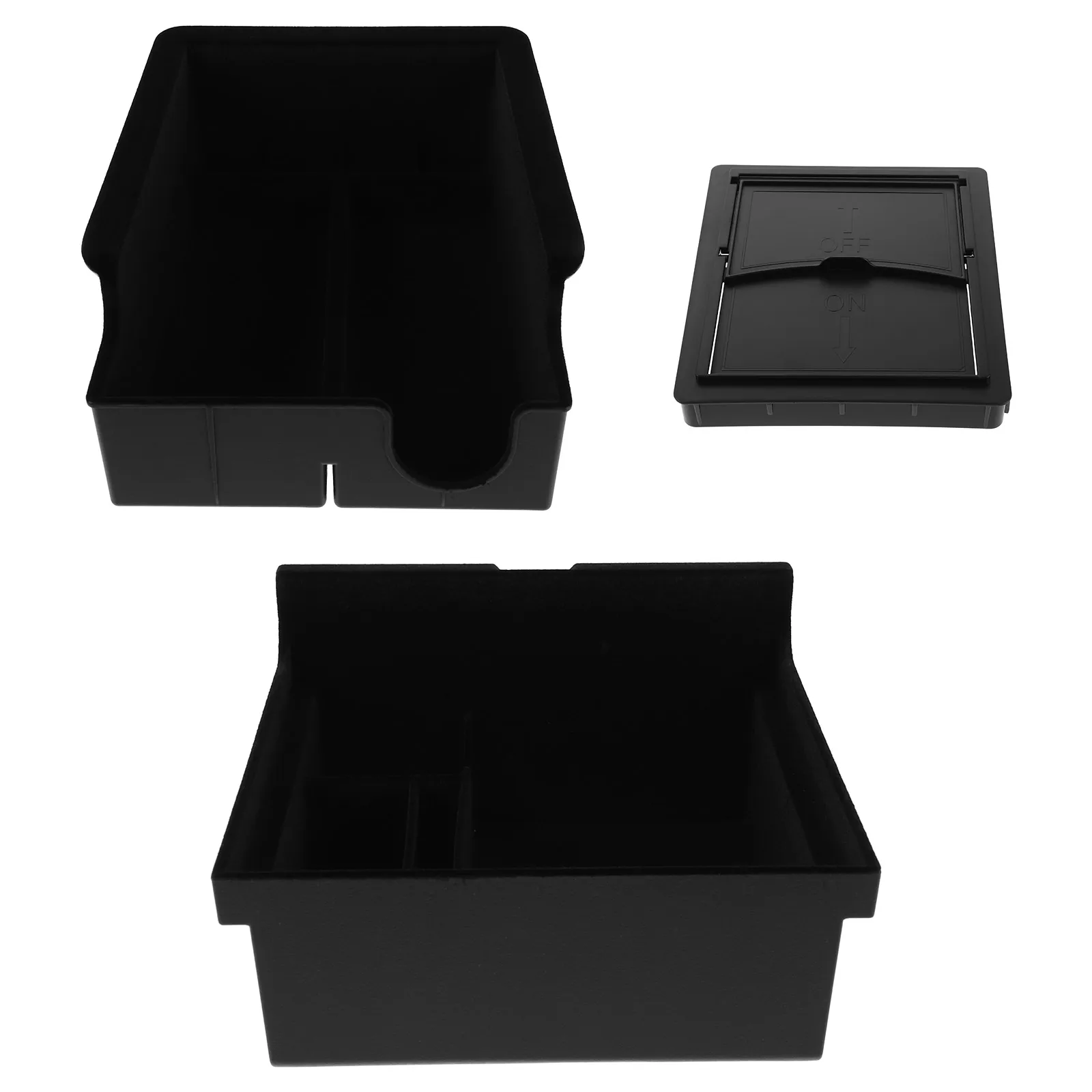 

3pcs Center Console Organizer Box Flock Plastic Black Enhanced Storage Hidden Compartment Compatible With Tesla Y 3 2021
