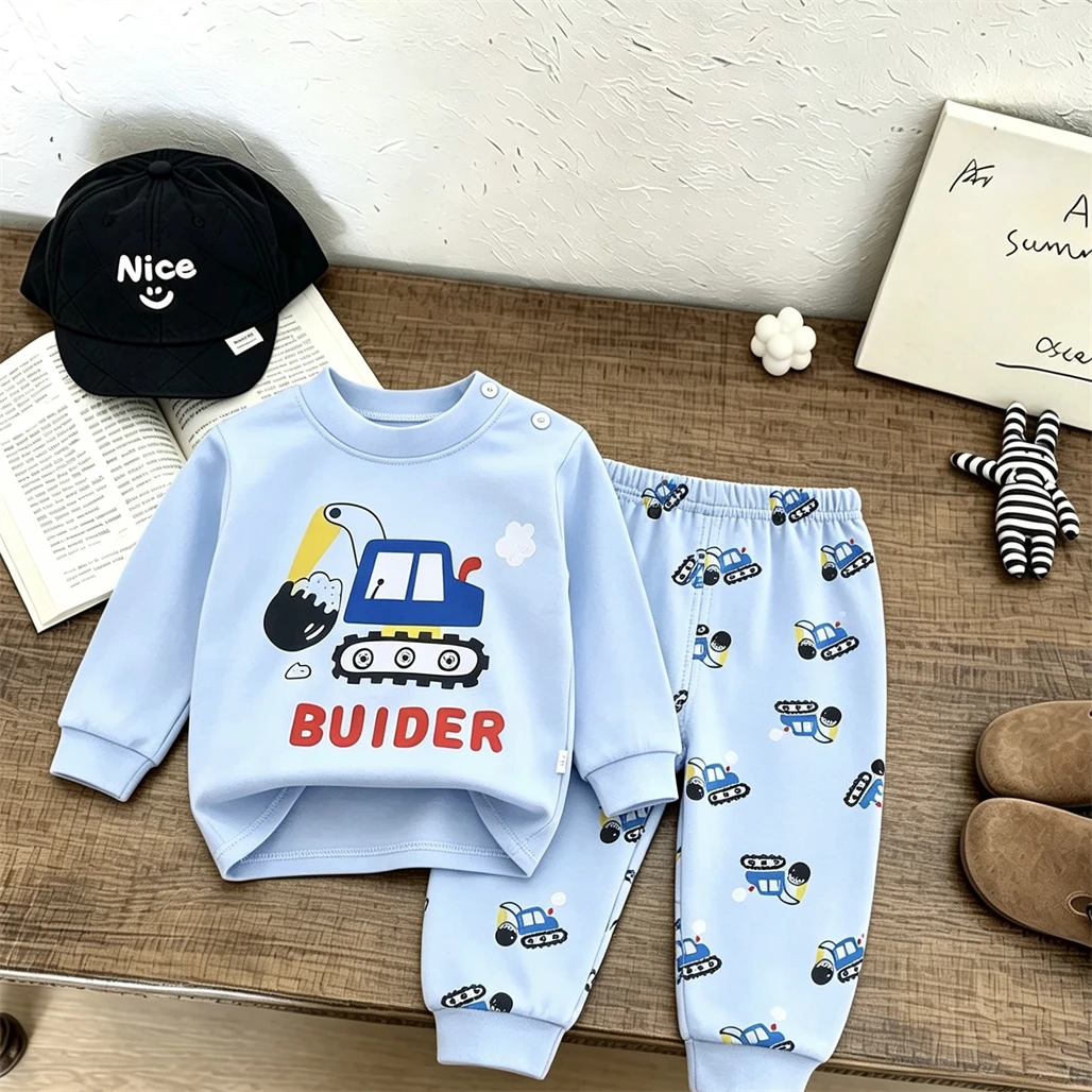 1 2 3 4Years Old Boys And Girls Autumn Clothes Autumn Pants Casual Pullover Shirt Simple All-amtch Pants Kids Two Piece Set