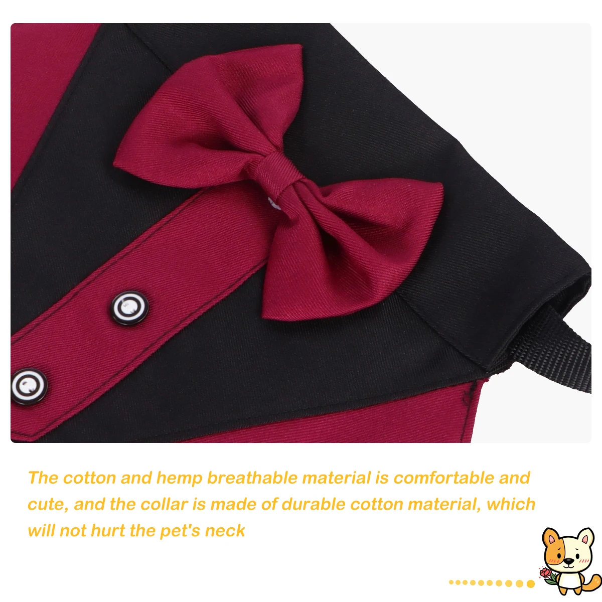 

2pcs Bib Dog Scarf Cotton Collar Protector Fashionable Bandana Drool Necktie Tuxedo Bibs Collar Decor Dog Saliva Pet Scarf