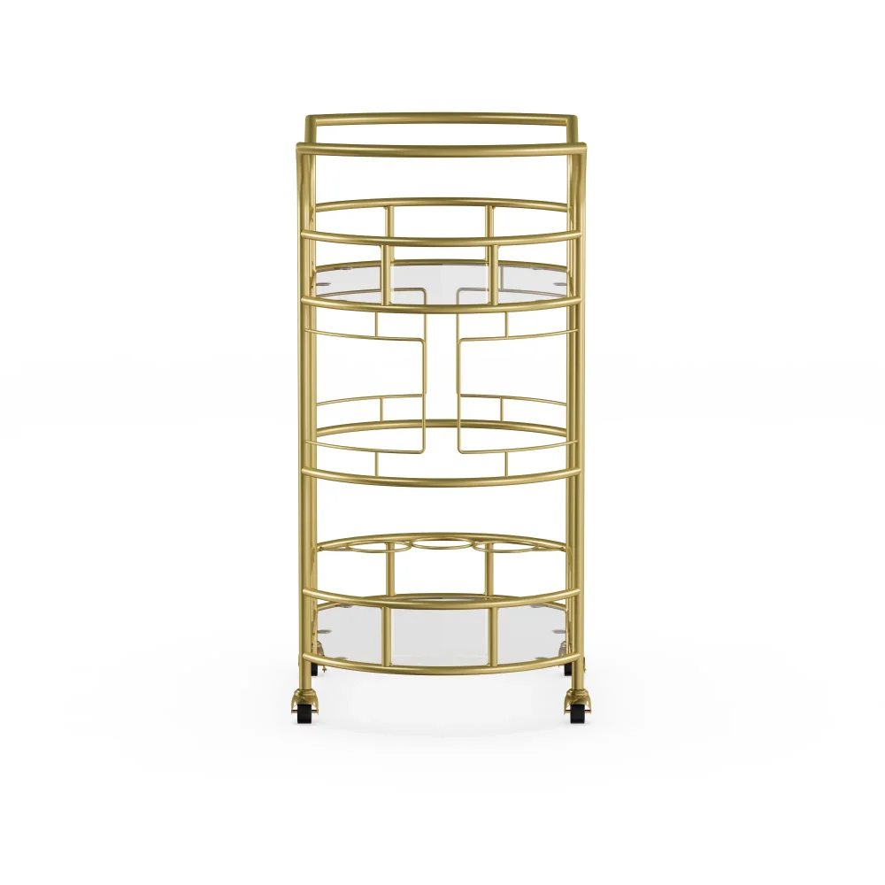 New Bar Cart with Matte Gold Metal 2-Tiers Kitchen Island Table Kitchen Island Table