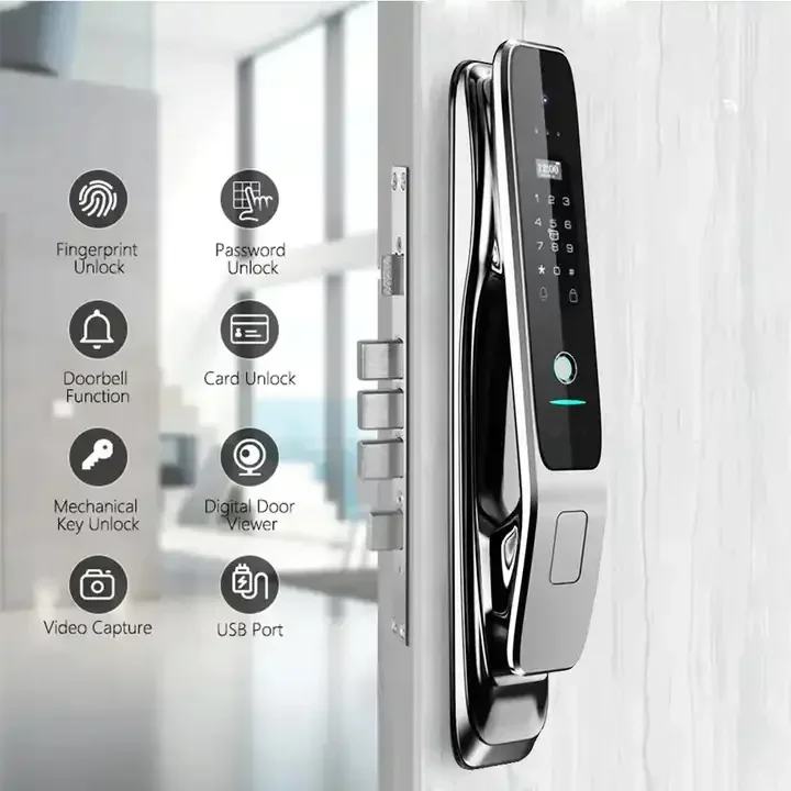 Smart Door Lock with 3D Face Camera and Fingerprint Electronic Lock, Suitable for Home Security Portal