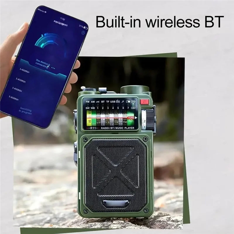 -A02R Hand-Operated Emergency Solar Radio Solar Bluetooth Outdoor Camping Alarm Radio Bluetooth Outdoor Camping Alarm Radio