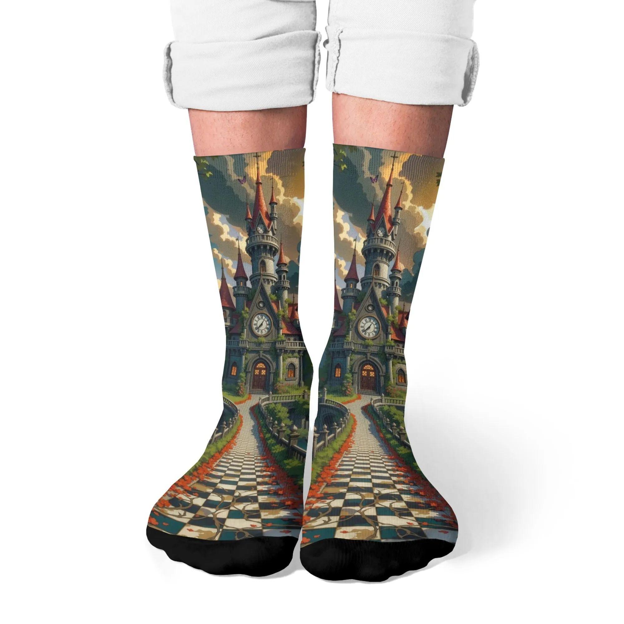 Calcetines con estampado de dibujos animados de Time Castle, novedad, divertidos calcetines para hombre, estilo Harajuku, cómodos, cálidos, informales, calcetines de moda, regalo de fiesta loco