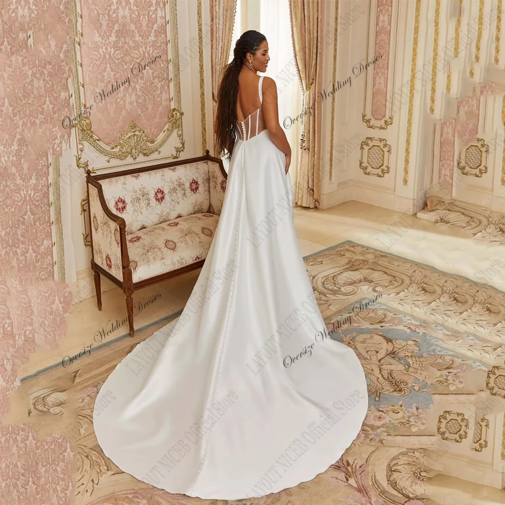 Customized Oversize Side Slit Wedding Dresse Ivory Satin New 2025 Strapless Plus Size Bridal Gowns for Women Vestido De Summer