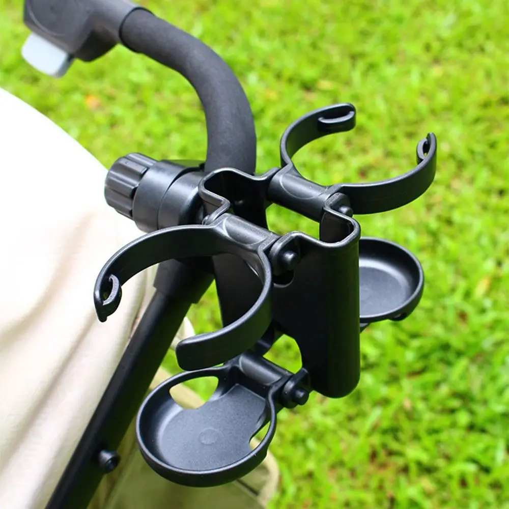 3 in 1 Stroller Cup Holder Foldable Double Cup Pram Phone Mount Adjustable Easy To Install Pushchair Bottle Organizer Parent Use