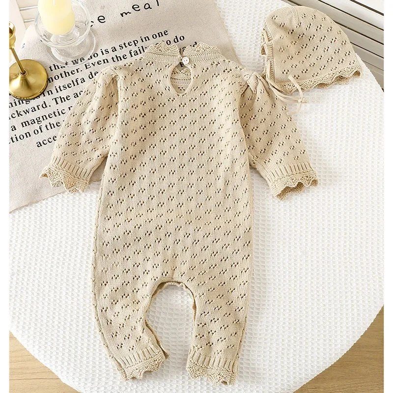 Baby Onesies 2026 Spring And Autumn New Childrens Clothing Boys And Girls Cute Knitted Long-sleeved Clothes Casual Simple