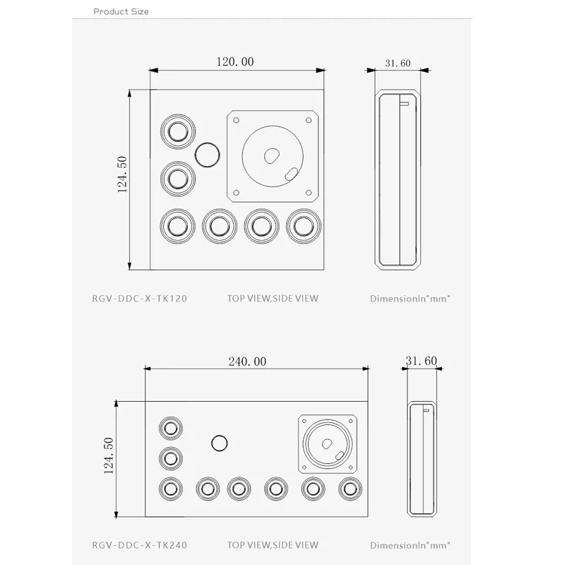 Bykski Acrylic Distro Plate / Board for PC Cooler System Case / Fit Hard Hose Tube / Combo DDC Pump / RGV-DDC-X-TK120/240