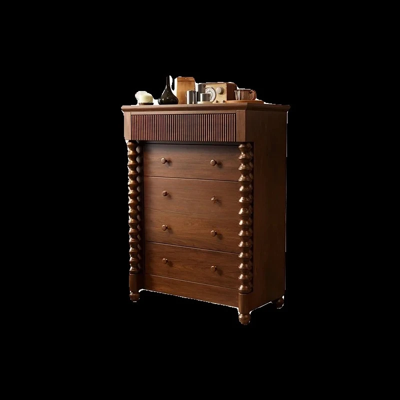 خزانة صدر فرنسية من الخشب الصلب لتزيين المنزل وخزانة بأدراج عتيقة متوسطة #1