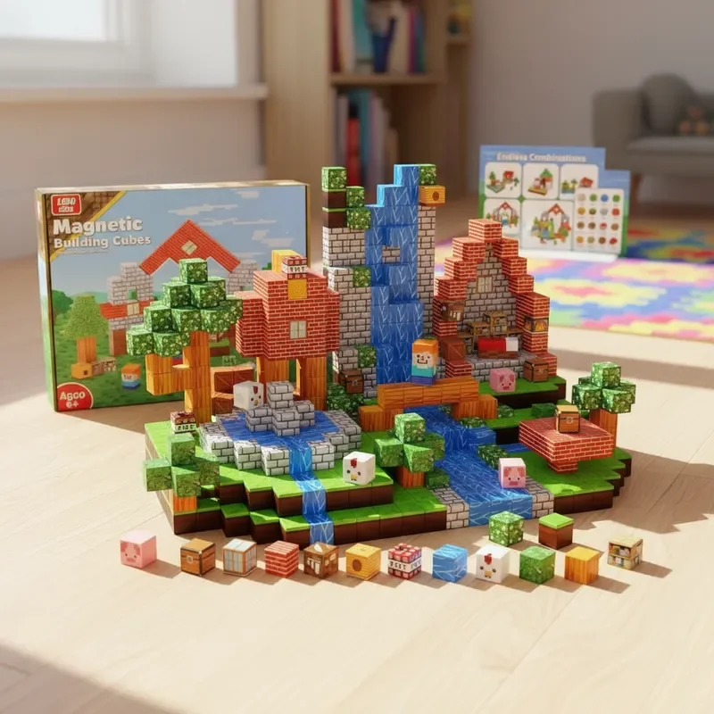 3D Creative Animal House Model DIY Gift 100Pcs Magnetic Blocks Free Assembly STEM Educational Building Toys Decor For Children