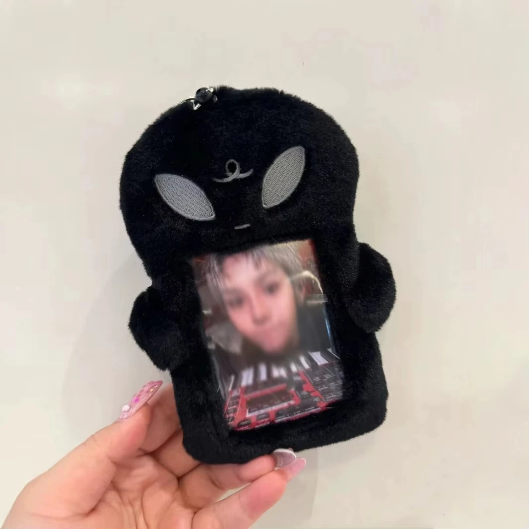 Alien Plüsch-Kartenetui, Rucksack-Anhänger, 7,6 cm, Kpop Idol, Polaroid, Fotoaufbewahrung, Ausweis, Kreditkarte, Kratzschutzhülle