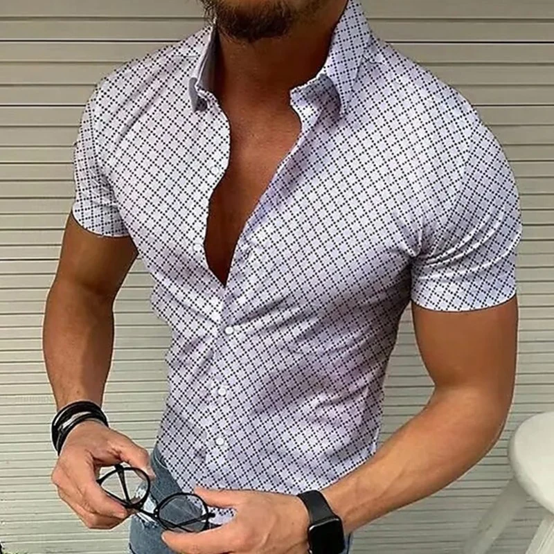 

Dot Pattern 3D Digital Printing Men's Short Sleeved Shirt Fashionable Outdoor Wear Comfortable Polyester Fiber