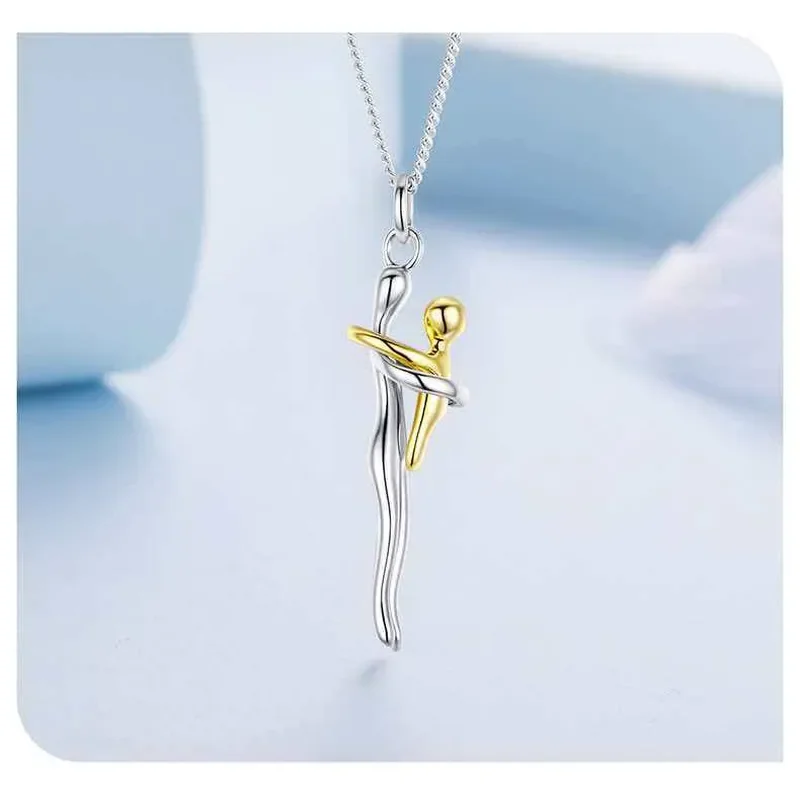 Hip Hop Embrace Couple Pendant Lovers Hug Necklace Adjustable Length Him Her Hugging Pendant Necklace Jewelry Valentine Day Gift