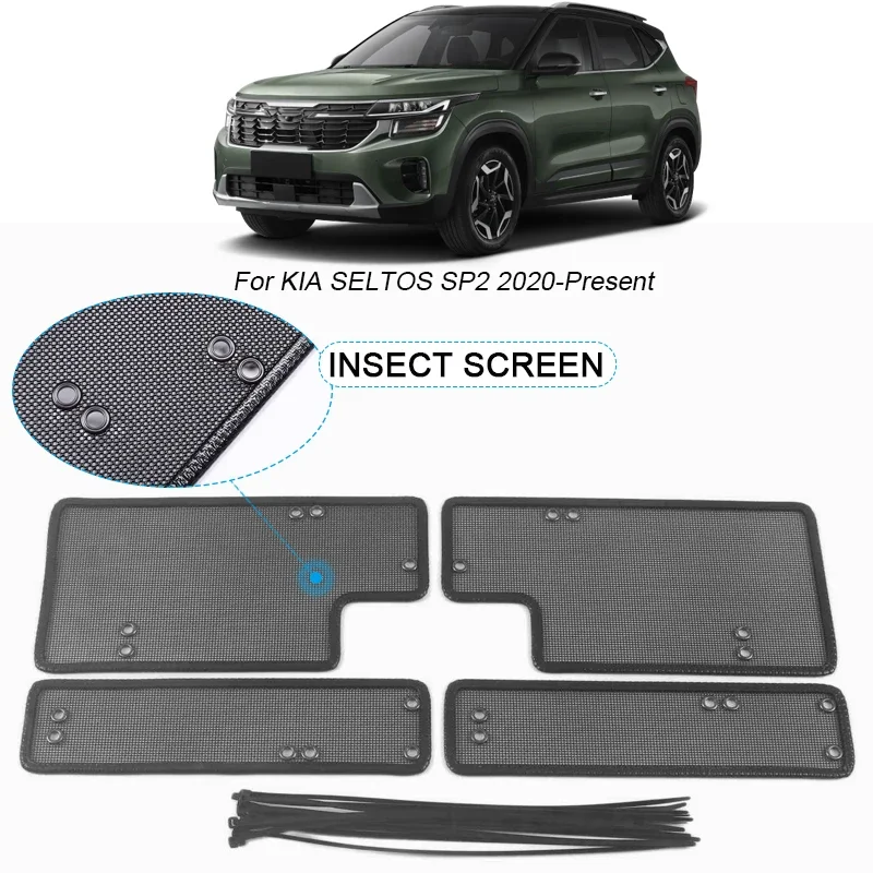 

4PCS Car Insect-proof Air Inlet Protection Cover For KIA SELTOS SP2 2020-2025 Insert Vent Racing Grill Filter Net Auto Accessory