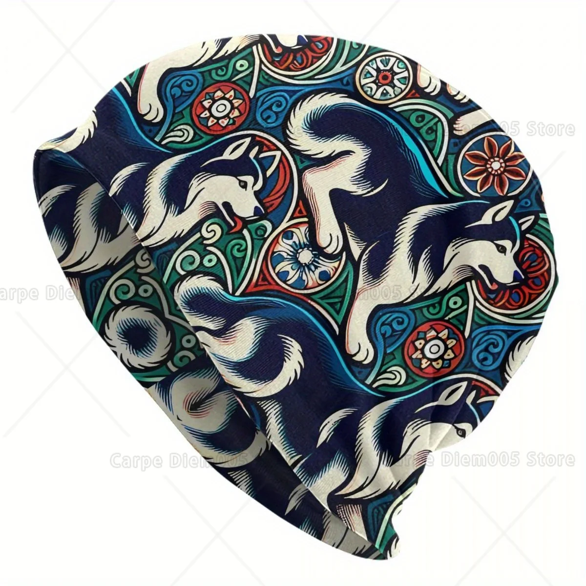 

Men's Beanie Hat, Unisex Knitted Siberian Husky Print, Street Style, Polyester & Spandex Blend, Novelty Beanie Cap for Men