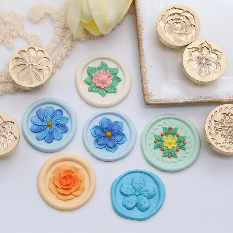 3D Relief Lacquer Seal Head Floral Plants Sealing Wax Stamp Heads Carve Rose Tulip DIY Scrapbook Envelope Invitation Sealing