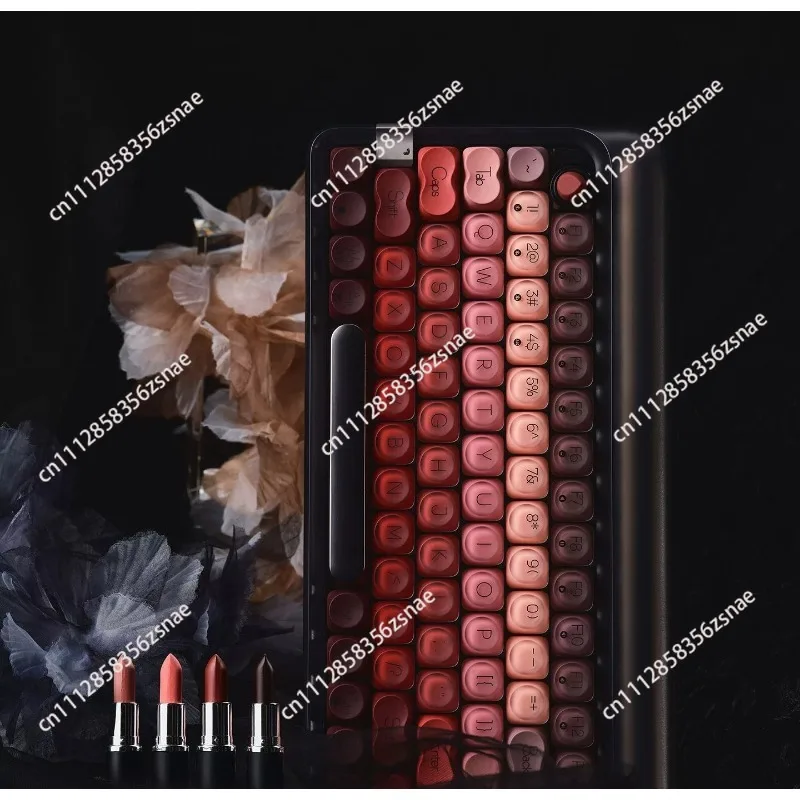 Suitable for polka dot lipstick black tube wireless mechanical keyboard three-mode bluetooth girls