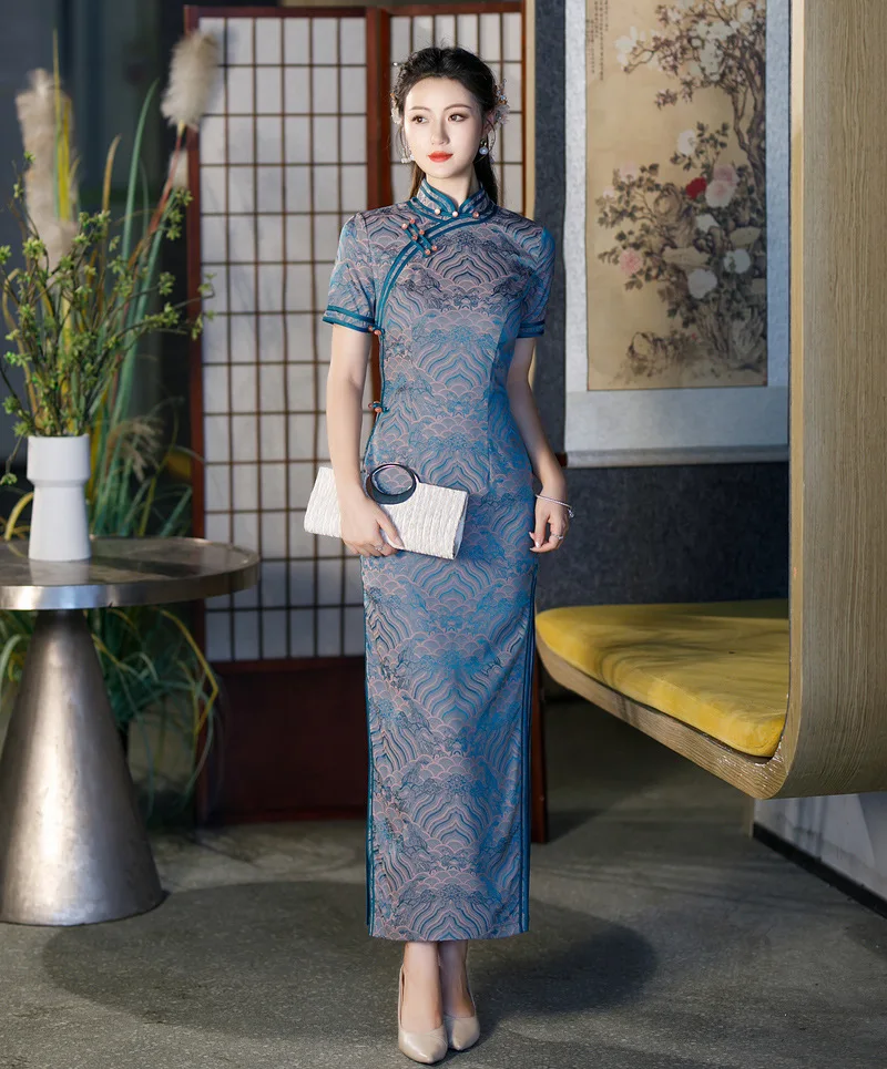 Yourqipao Elegance 2025 شيونغسام النمط الصيني شيونغسام فستان سهرة تشيباو بأكمام قصيرة للنساء #3