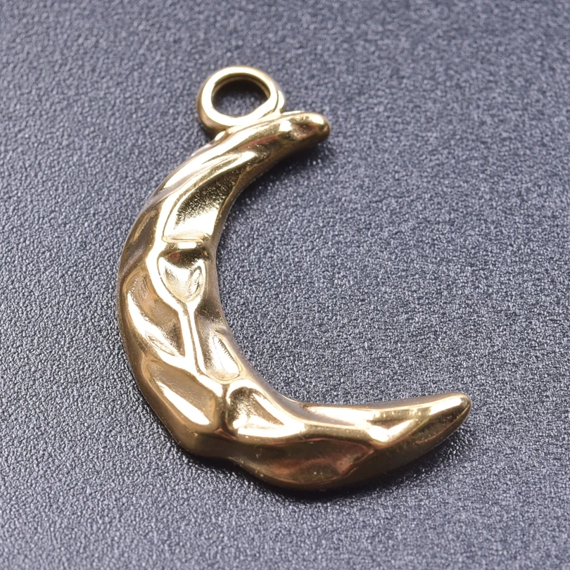 5pcs Wholesale Gold Color Witch Craft  Moon Bulk Charms For Jewelry Making Stainless Steel Pendant DIY Accessories Luna Material