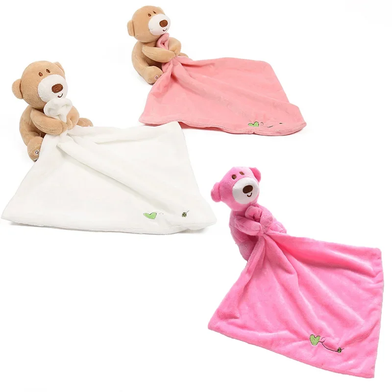 Serviette Douce en Peluche pour Bébé, Jouet Réconfortant, Animal, Ours