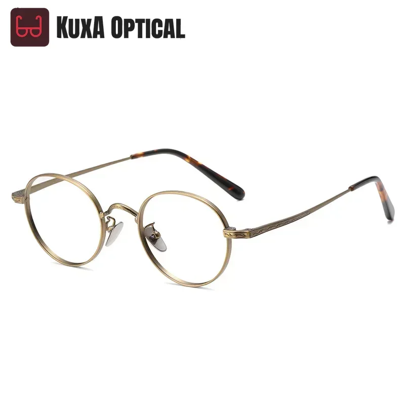 

Classic Retro Round Titanium Glasses Women Fashion Luxury Optical Eyeglass Frame For Men Vintage Oval Myopia Frame Eyeglasses