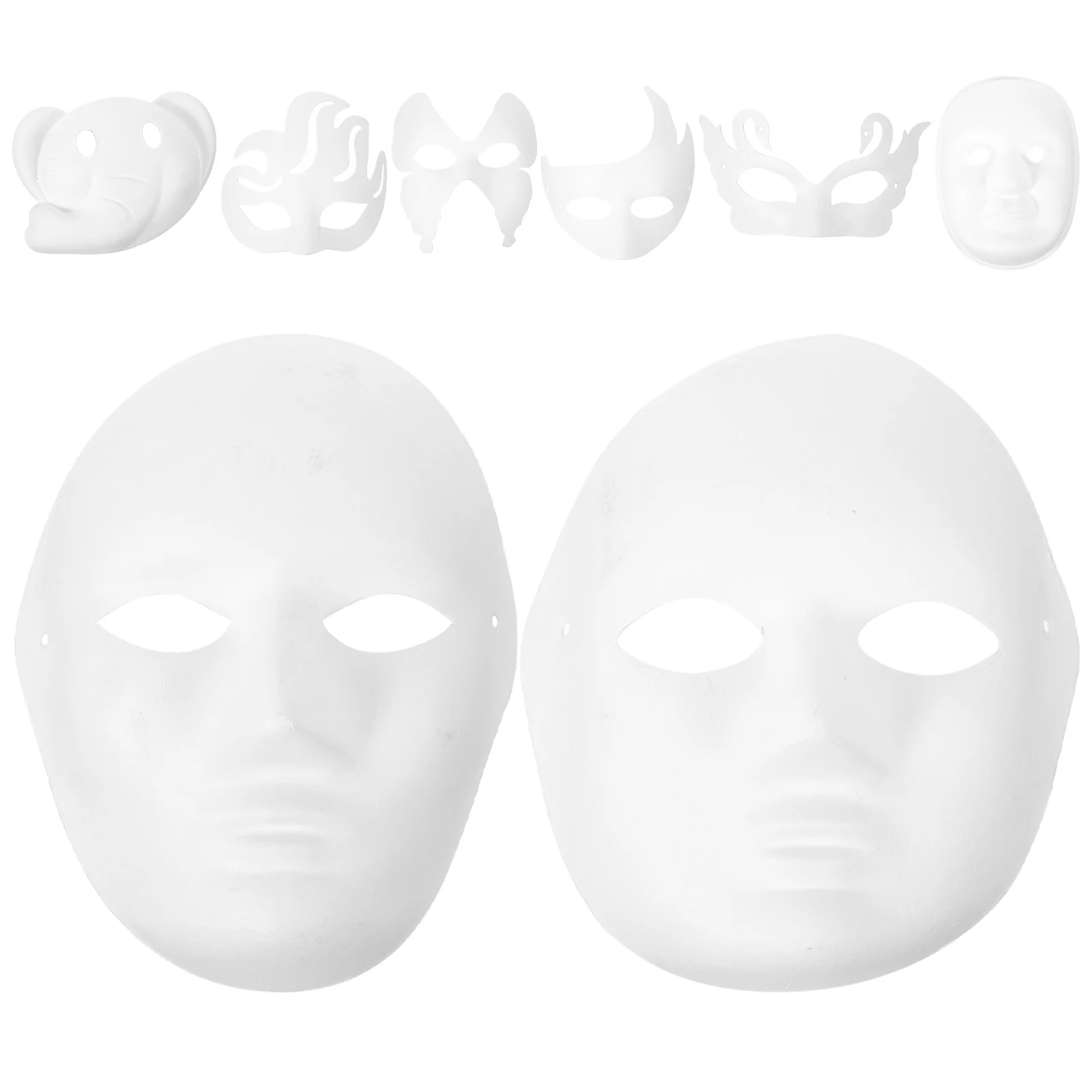 

8Pcs DIY Paper Pulp Masks White Blank Paintable Face Masks for Halloween Masquerade Party Supplies Masquerade Supplies