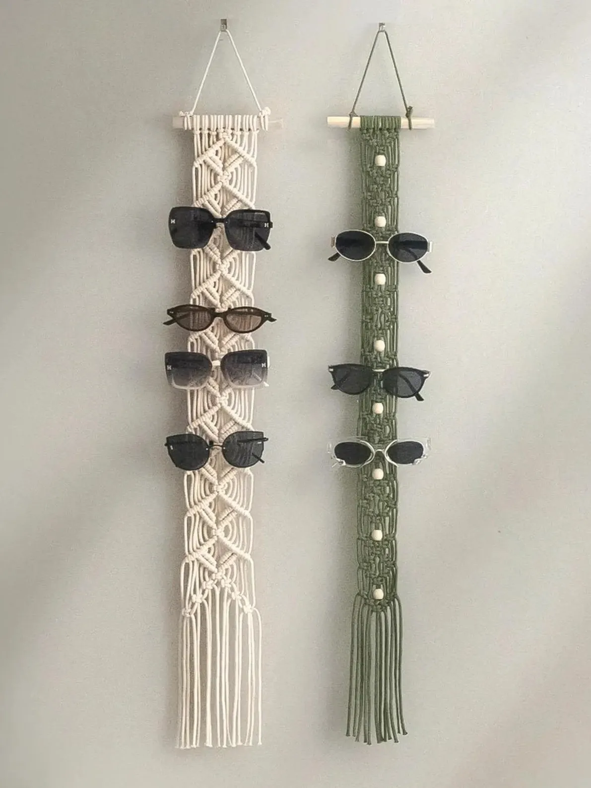Handmade Wall Mounted Sunglasses Storage Hanger Modern Minimalist Cotton Wall Tapestry Geometric Pattern Eyewear Organizer