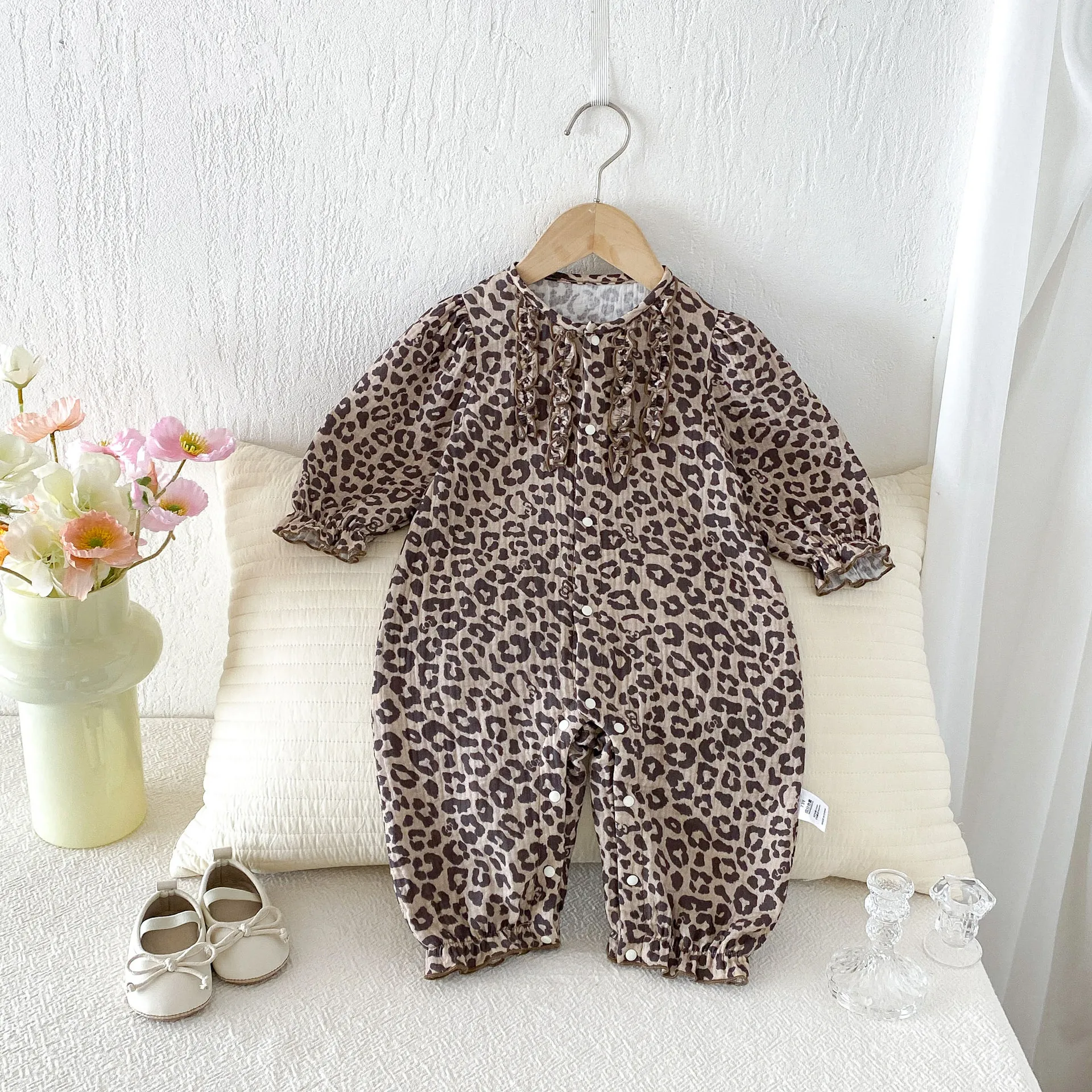 Baby Romper 2026 Autumn Fall New Elegant Leopard Print Baby Girl Jumpsuits Long Sleeve Cotton Yarn Newborn Rompers 0-24M Clothes