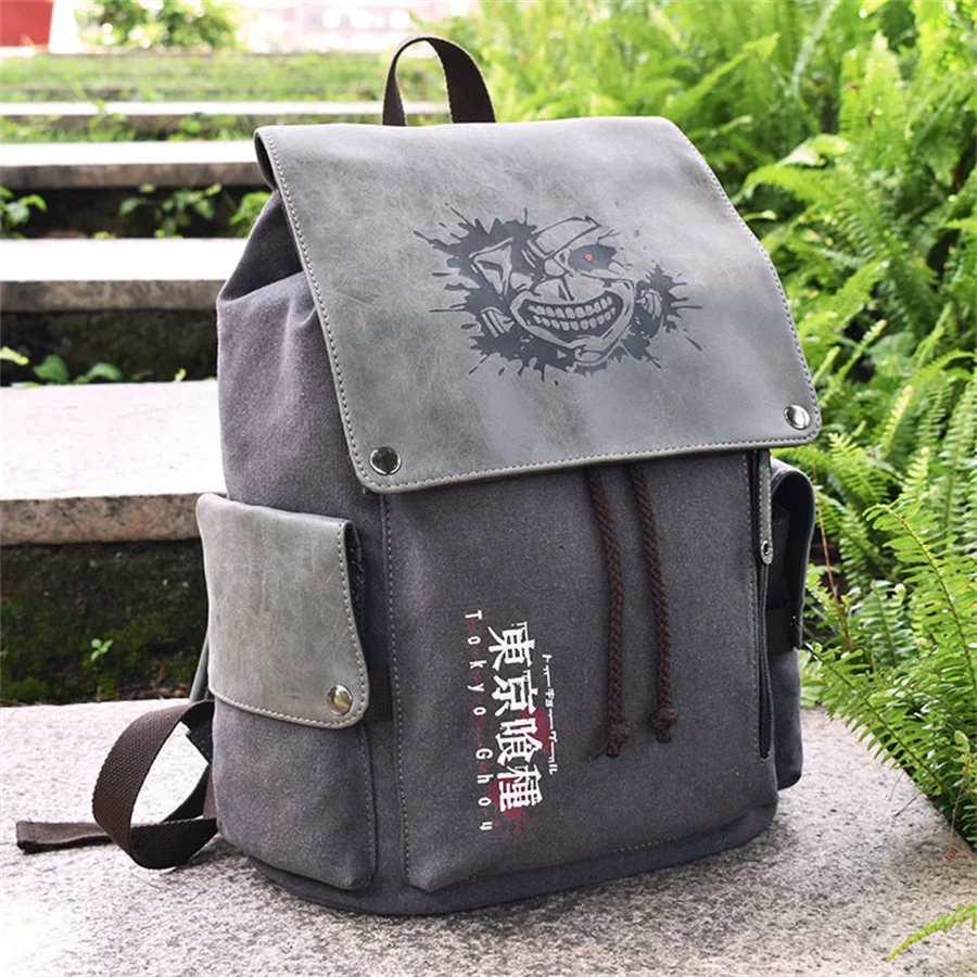 Anime One Piece Peripheral Large Capacity Workwear Canvas Backpack Naruto Chinchilla Student Wear-Resistant Schoolbag Laptop Bag