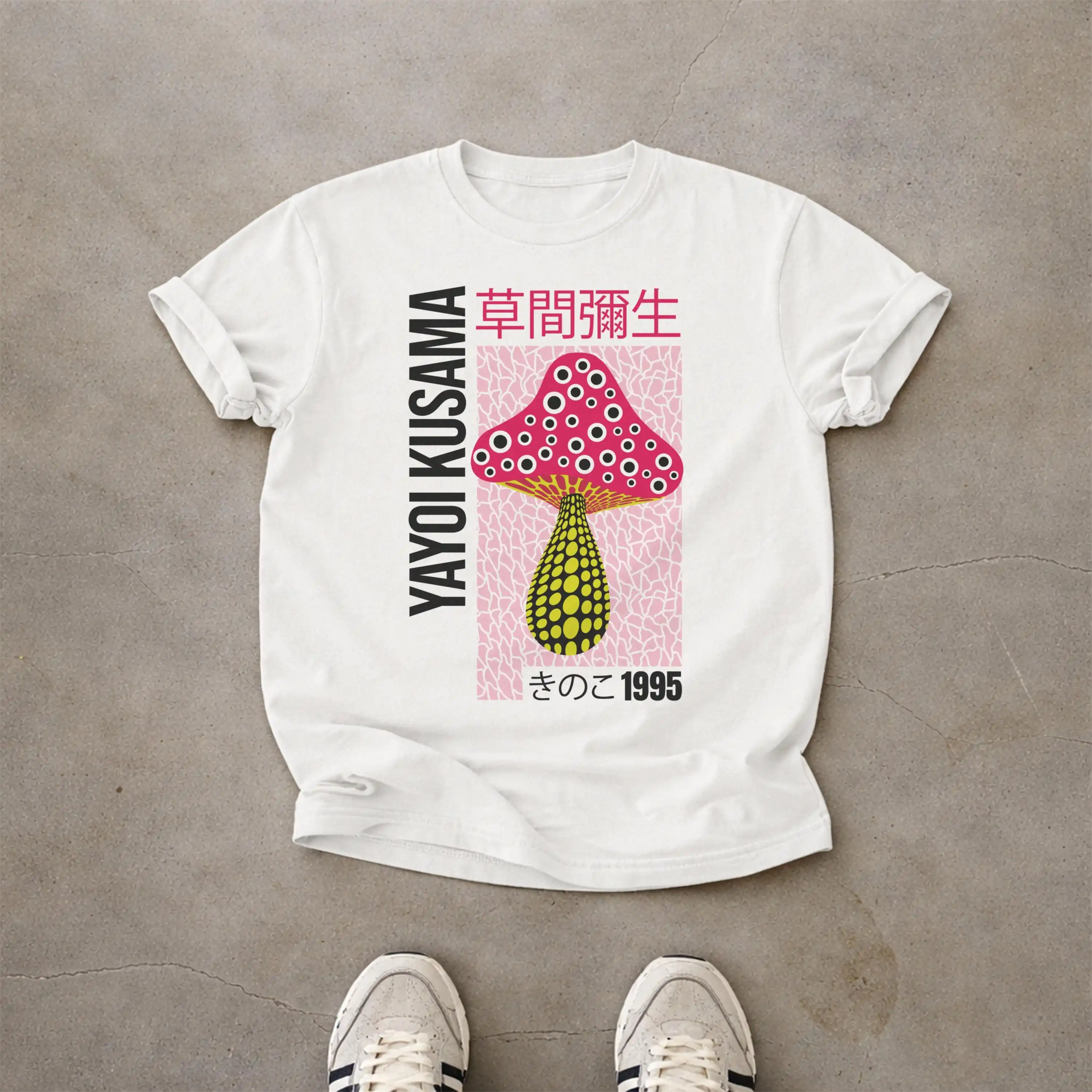 Yayoi Kusama Mushroom Art T-Shirt | Japanese Art Style T-Shirt