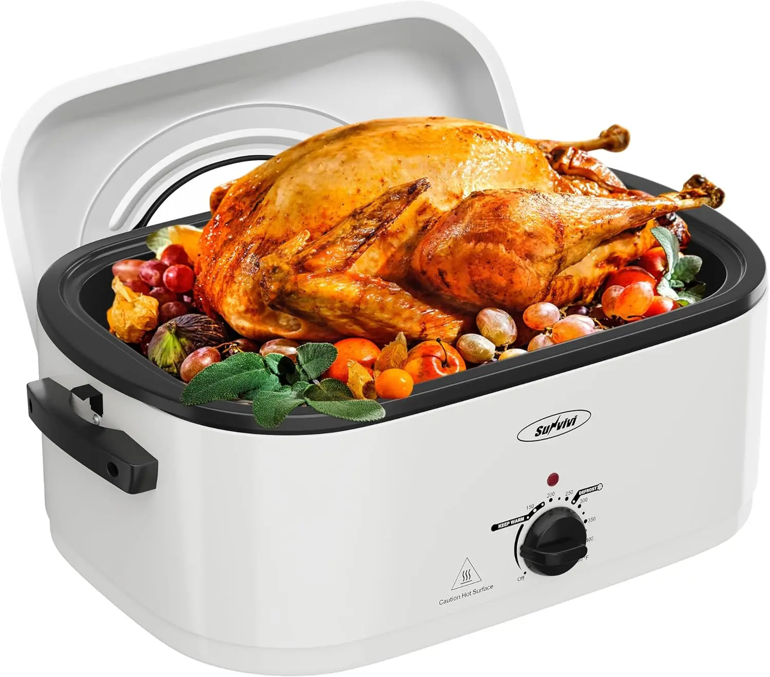 

24 Quart Electric Roaster with Removable Pan, 28 LB Electric Turkey Roaster Oven with Visible & Self-Basting Lid,Large Roaster w